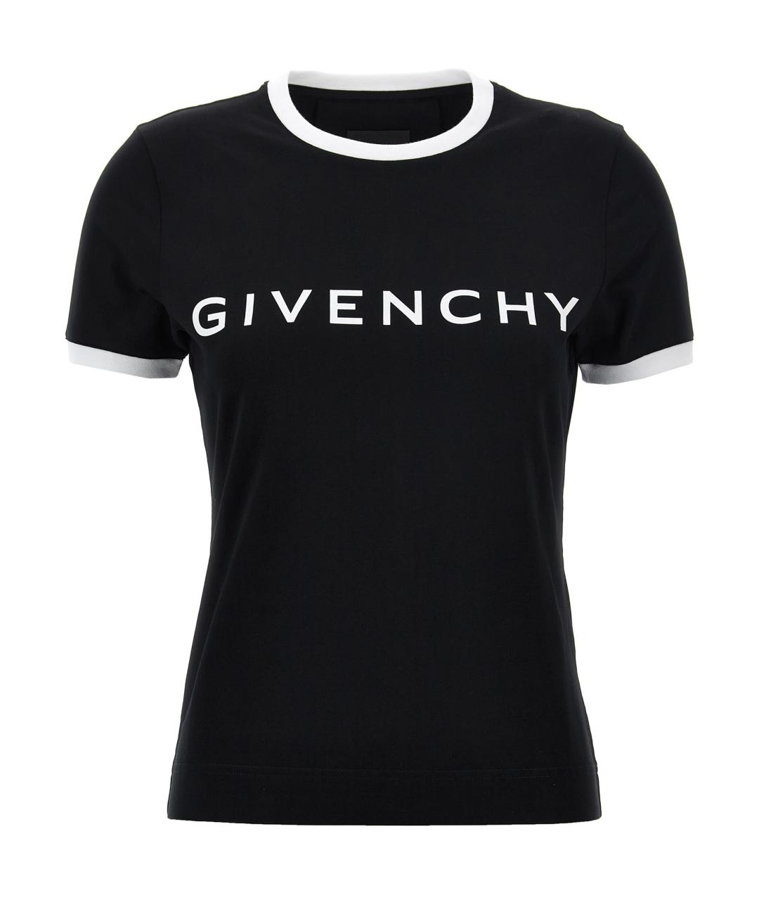 GIVENCHY Черная хлопко-эластановая футболка, фото 1