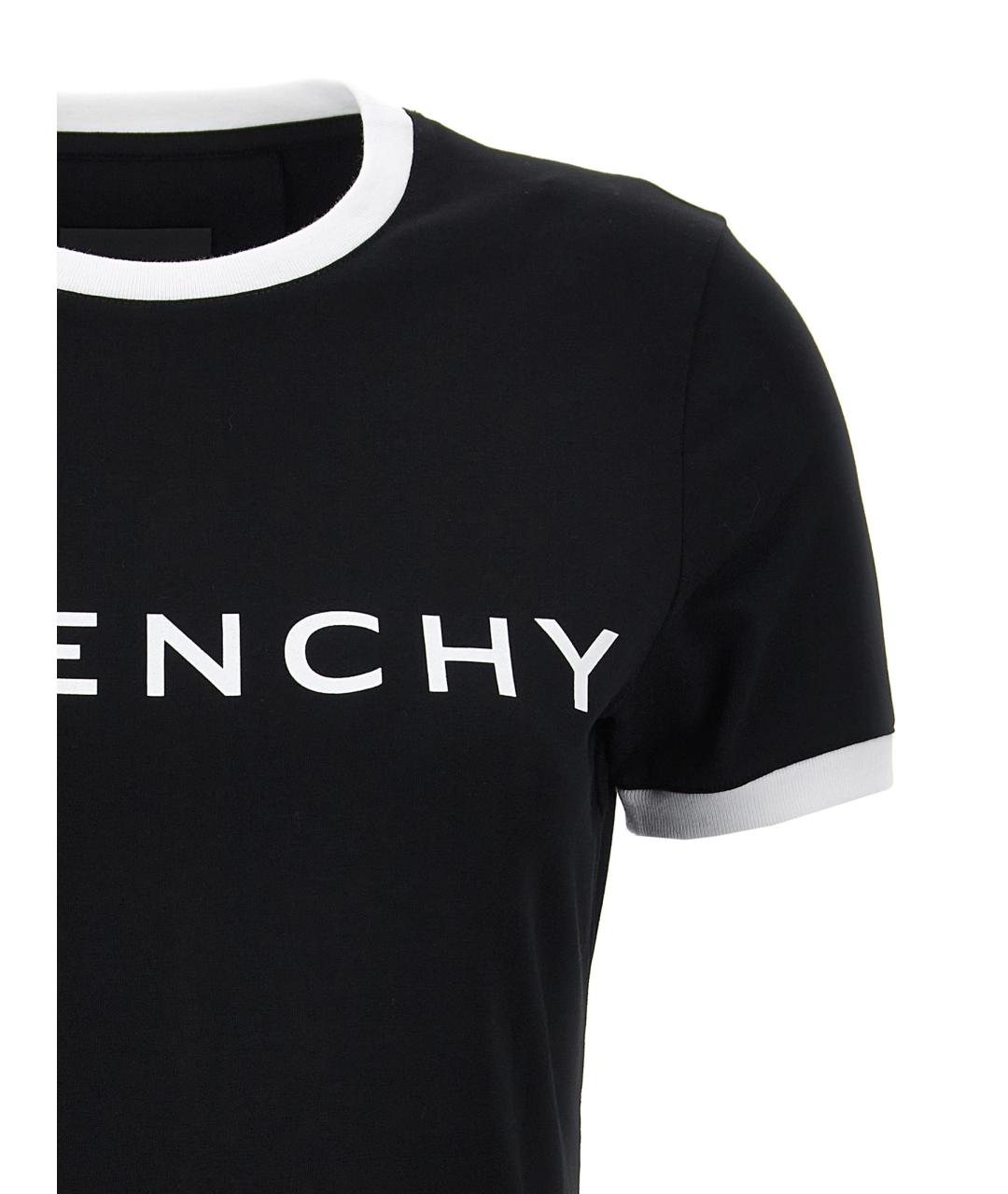 GIVENCHY Черная хлопко-эластановая футболка, фото 3