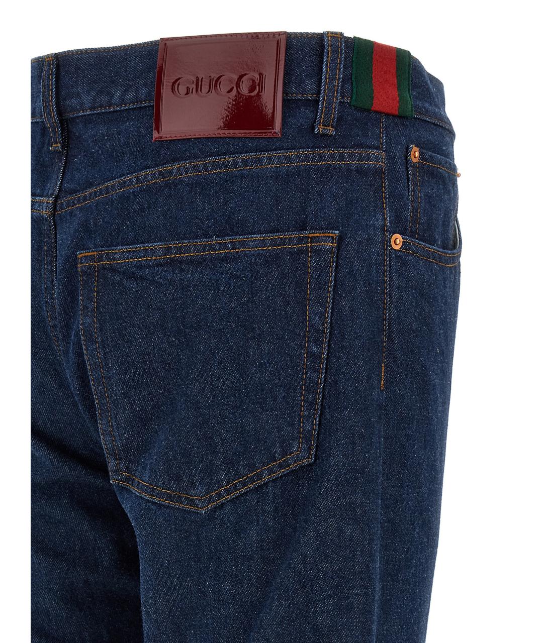 GUCCI Синие хлопковые прямые джинсы, фото 4