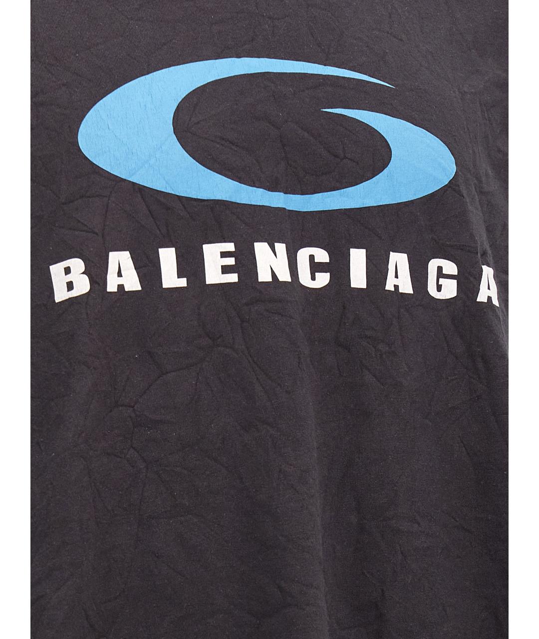 BALENCIAGA Черная хлопковая футболка, фото 4