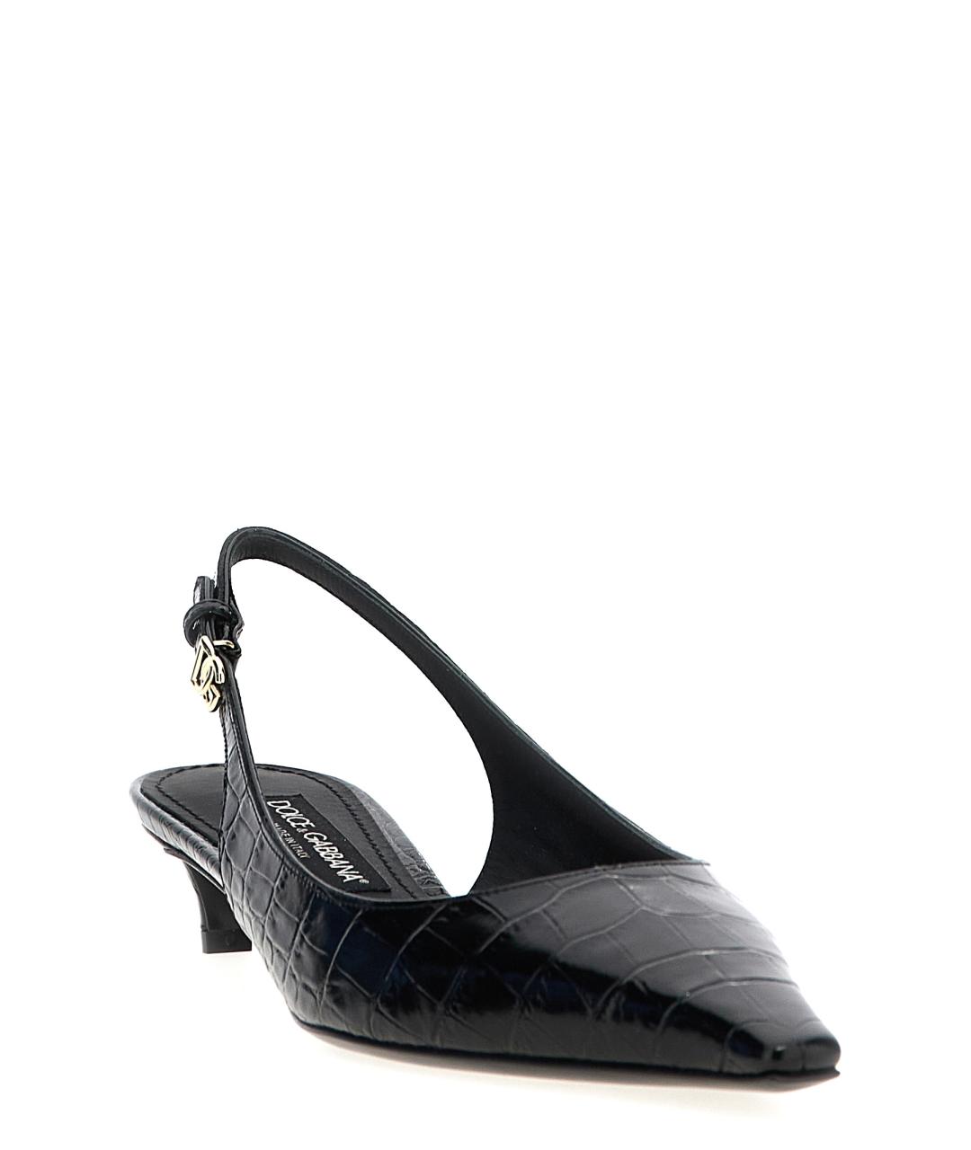 DOLCE&GABBANA Черные кожаные туфли, фото 2