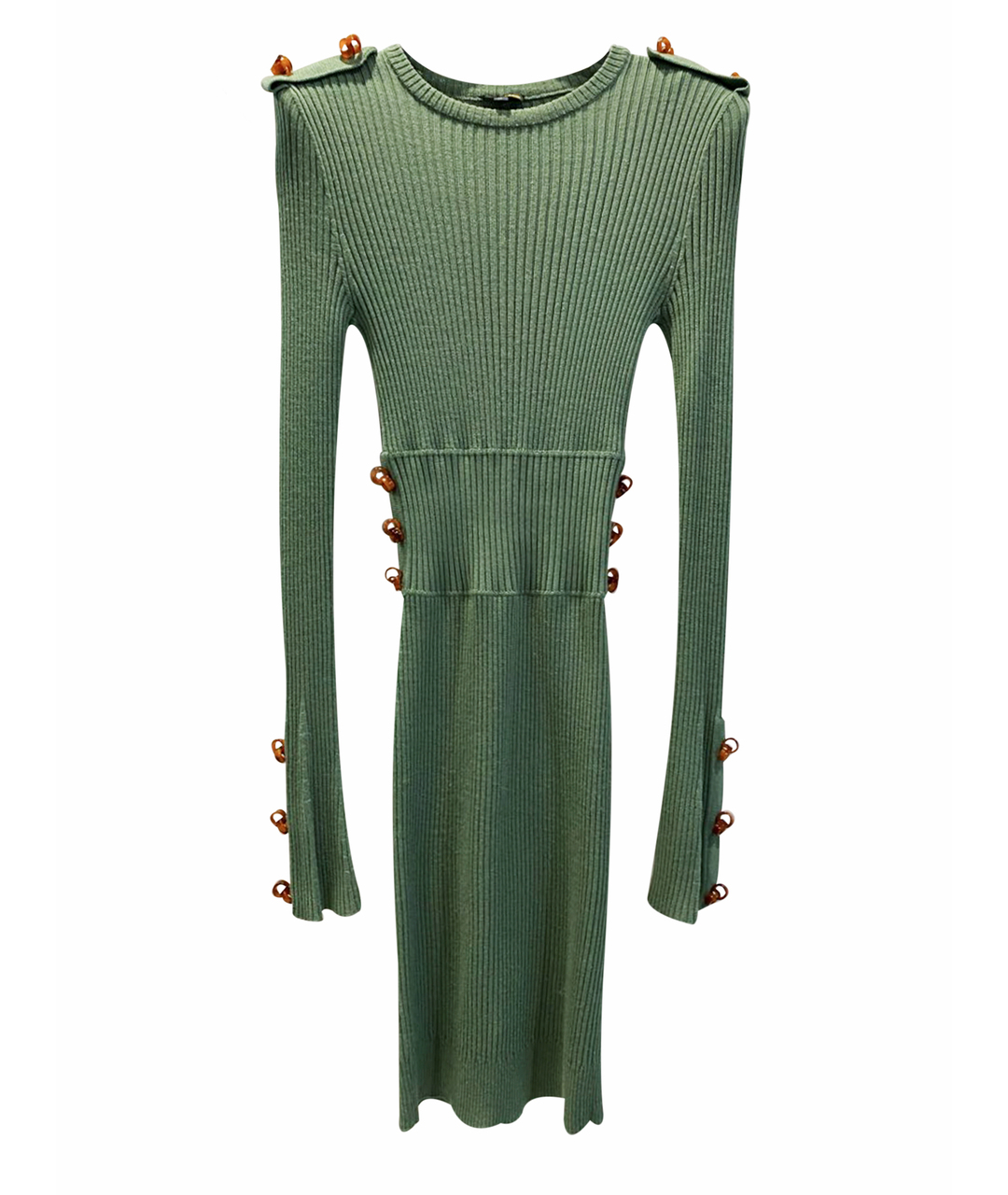 FENDI Зеленые шерстяное повседневное платье, фото 1