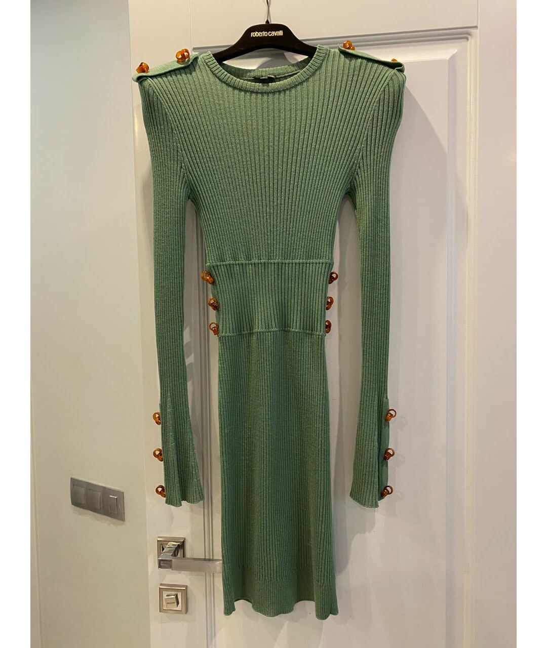 FENDI Зеленые шерстяное повседневное платье, фото 5