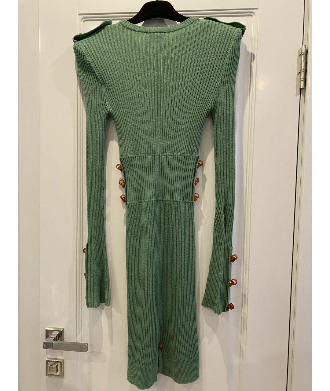 FENDI Зеленые шерстяное повседневное платье, фото 2