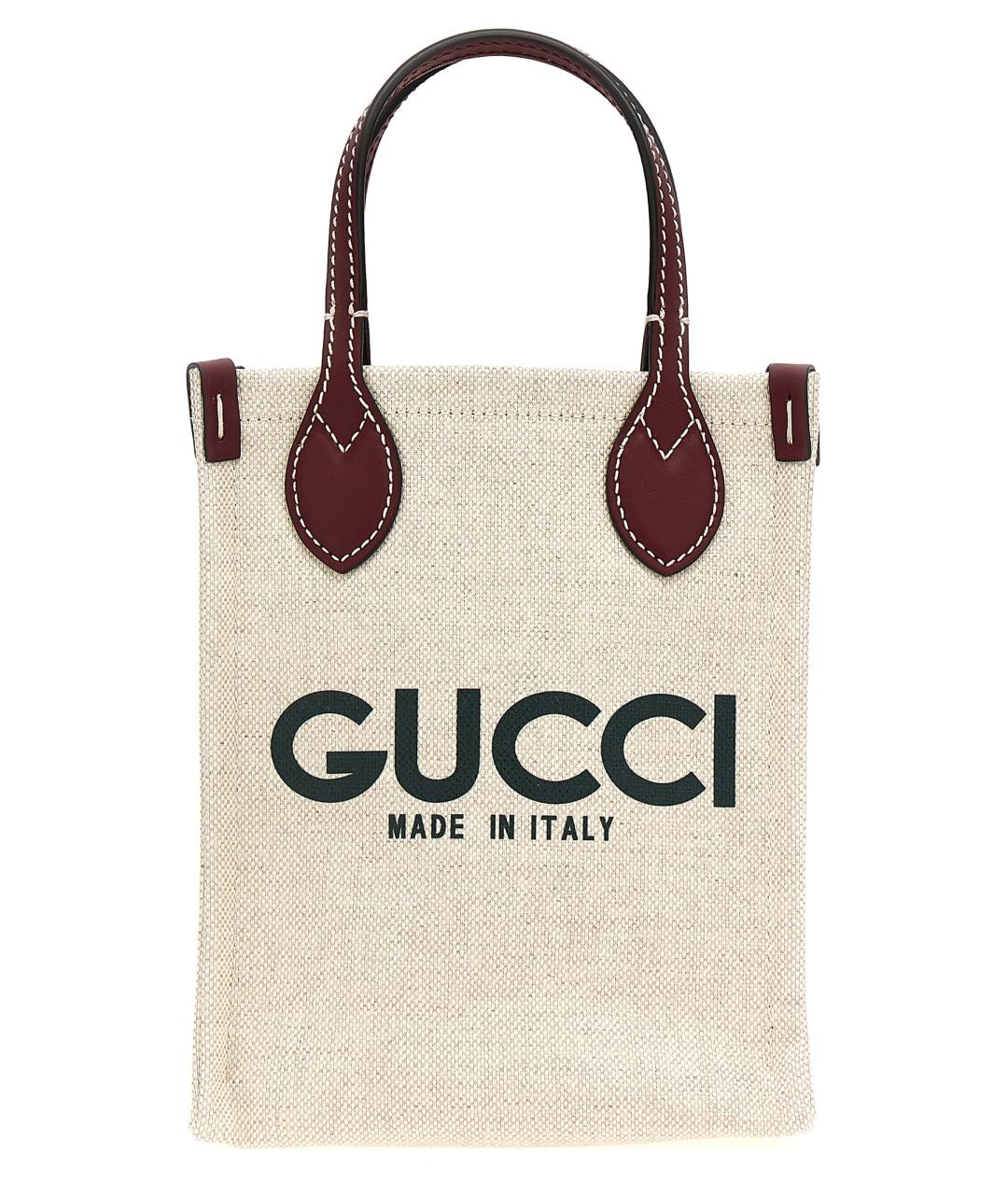 GUCCI Бежевая тканевая сумка с короткими ручками, фото 1