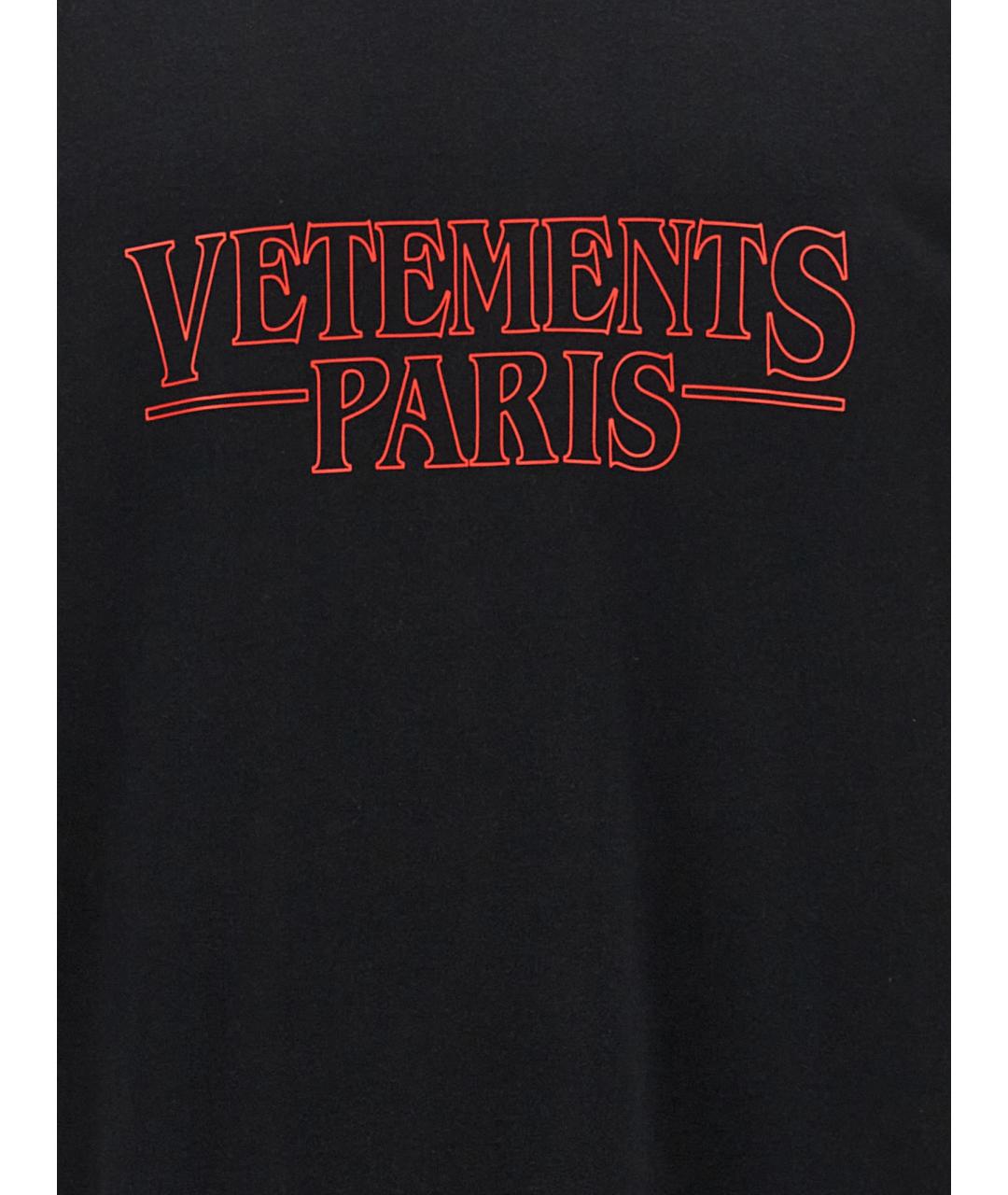 VETEMENTS Черная хлопковая футболка, фото 4