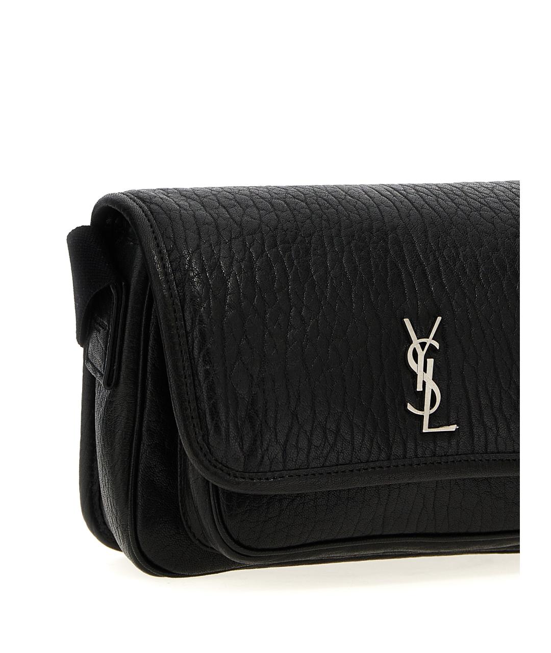 SAINT LAURENT Черная кожаная сумка на плечо, фото 3