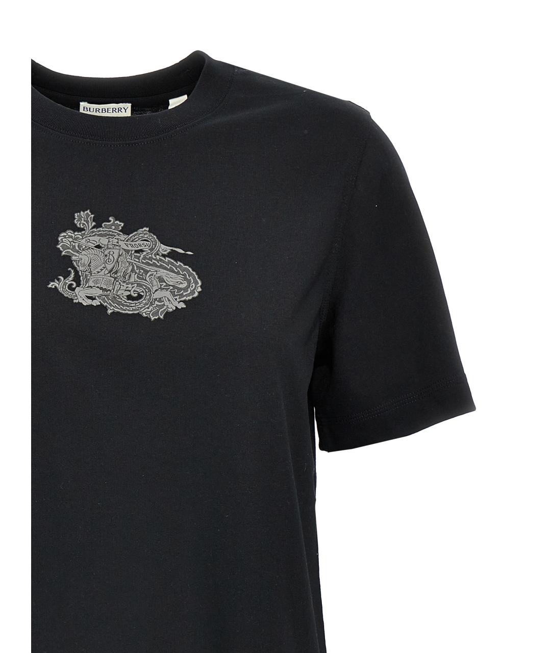 BURBERRY Черная хлопковая футболка, фото 3