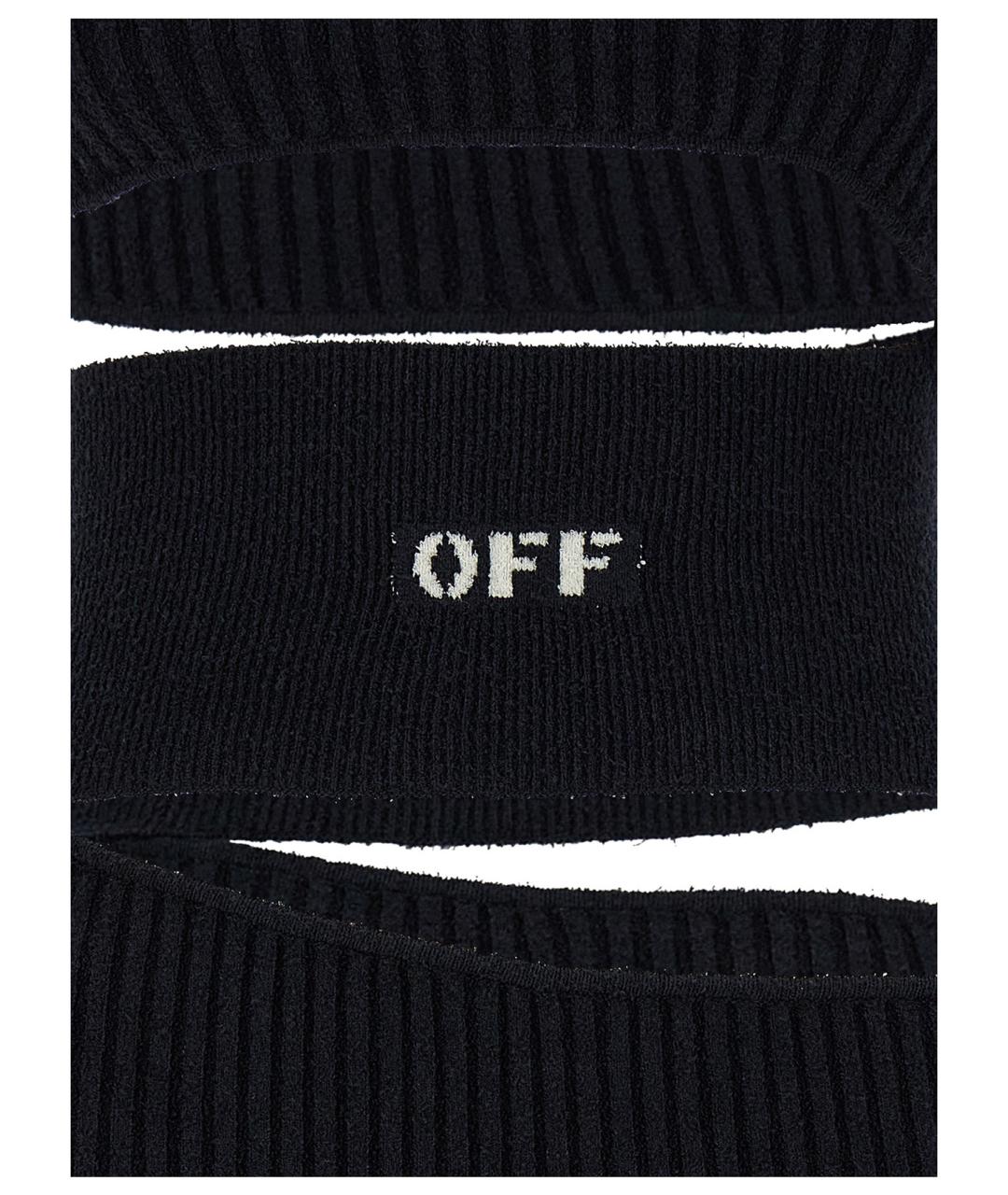 OFF-WHITE Черное хлопковое повседневное платье, фото 4