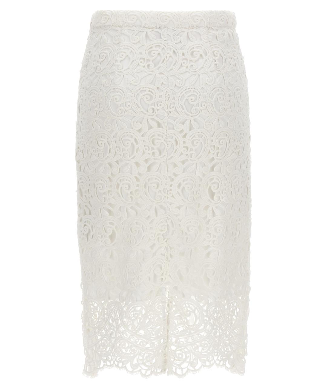 BURBERRY Белая хлопковая юбка миди, фото 2