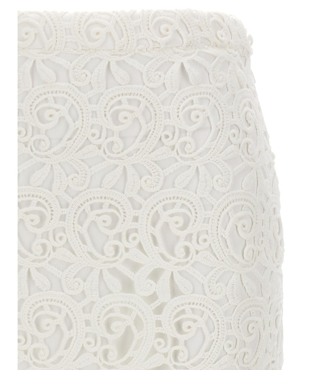 BURBERRY Белая хлопковая юбка миди, фото 3