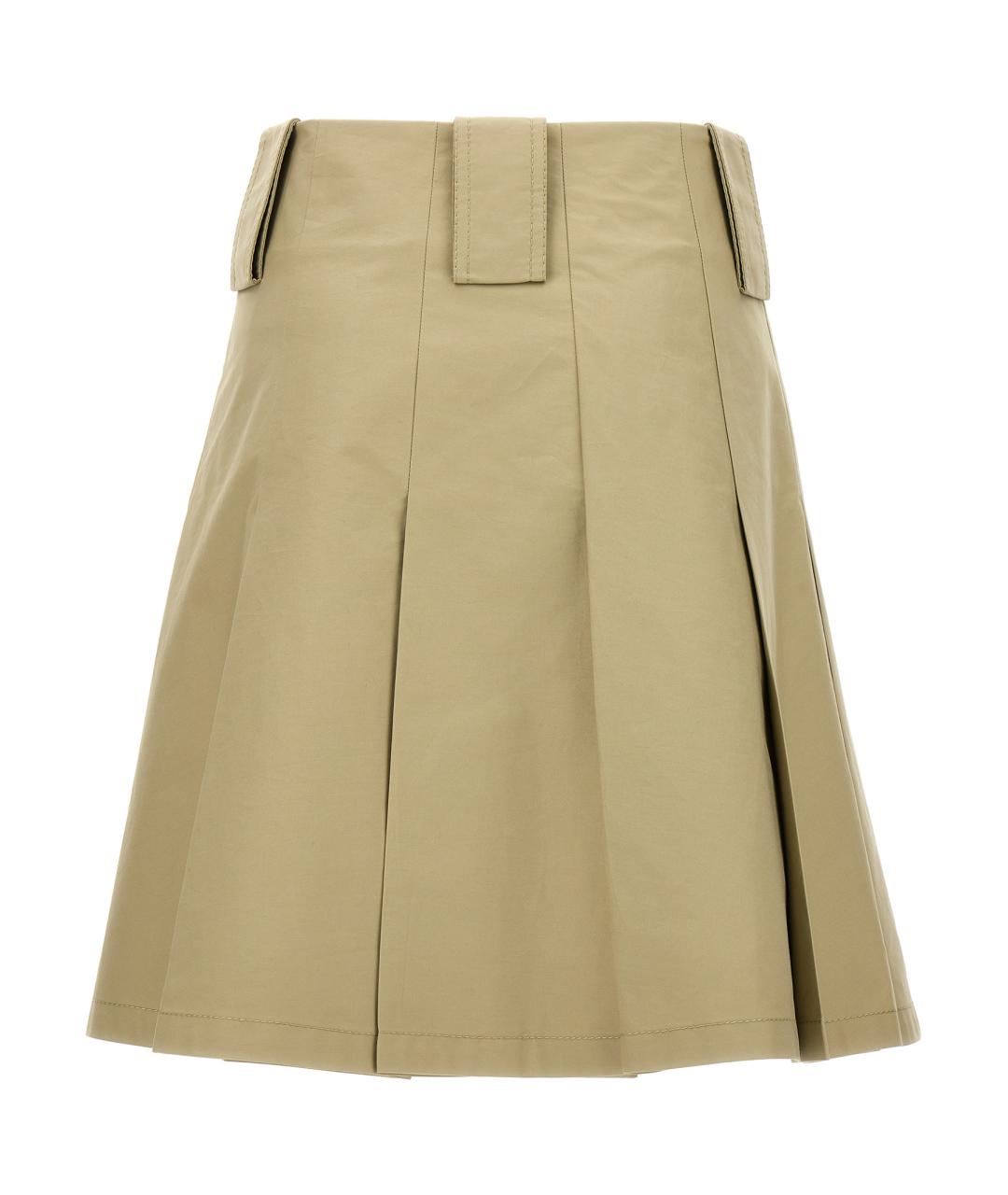 BURBERRY Бежевая хлопковая юбка мини, фото 2