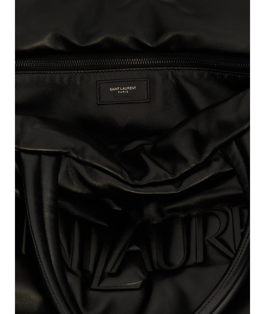 SAINT LAURENT Черная кожаная сумка тоут, фото 4
