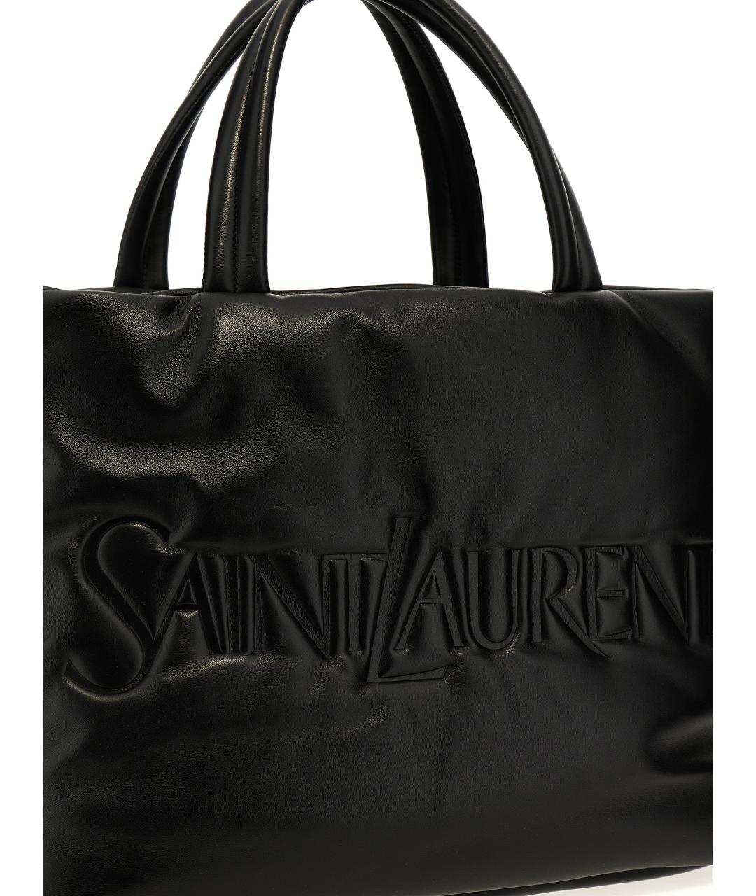 SAINT LAURENT Черная кожаная сумка тоут, фото 3