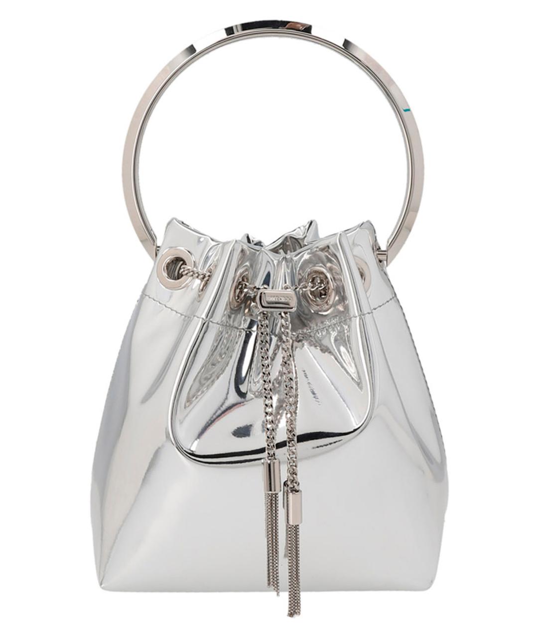 JIMMY CHOO Серебряная кожаная сумка с короткими ручками, фото 1