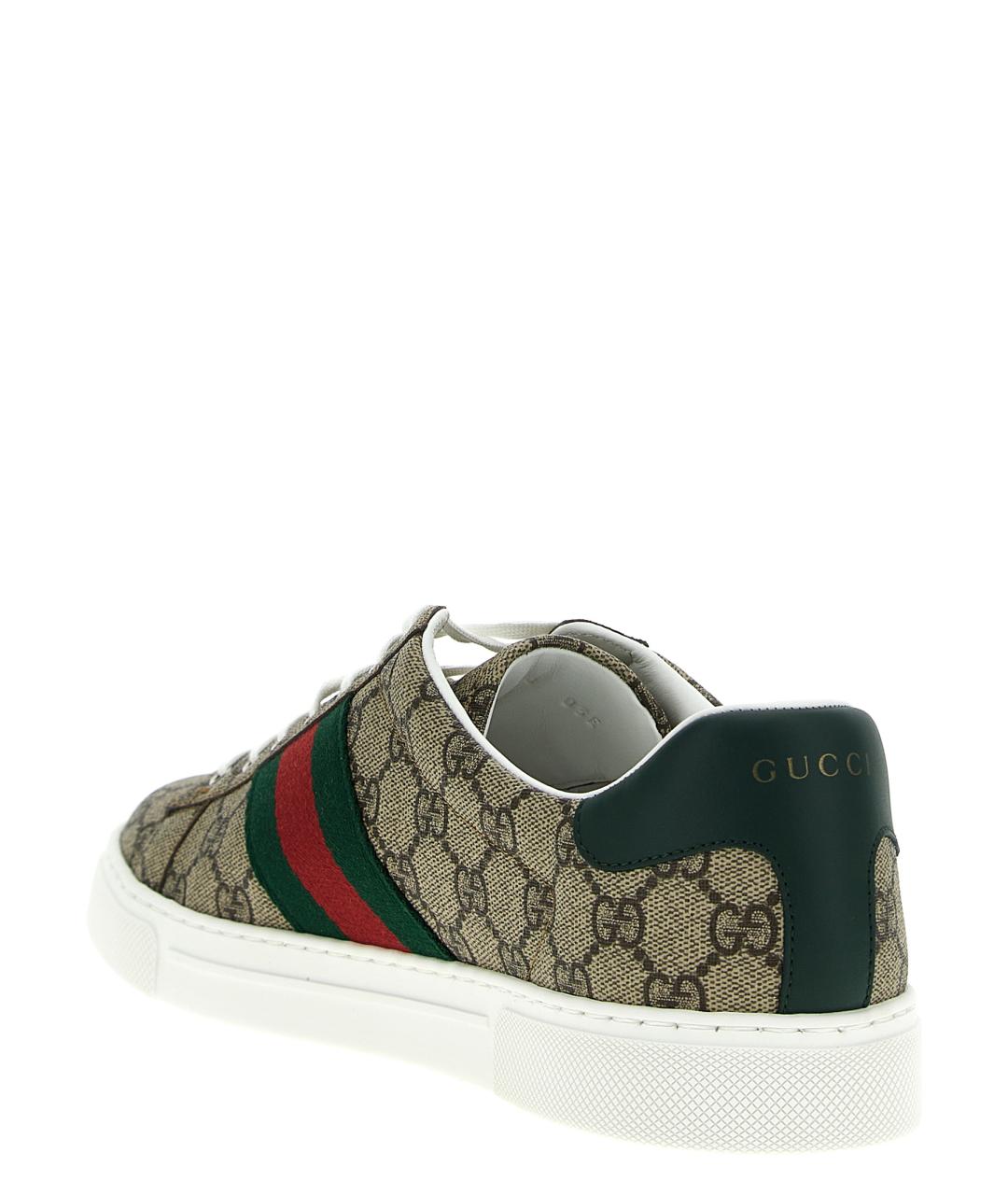 GUCCI Бежевые низкие кроссовки / кеды из искусственной кожи, фото 3