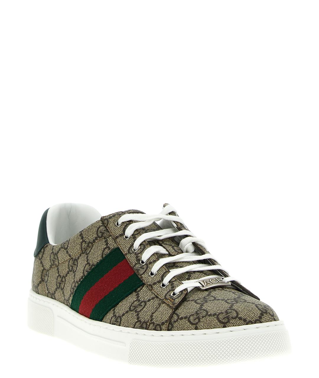 GUCCI Бежевые низкие кроссовки / кеды из искусственной кожи, фото 2
