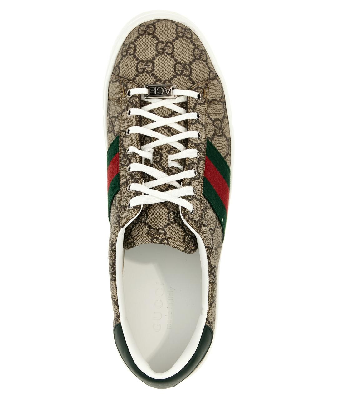 GUCCI Бежевые низкие кроссовки / кеды из искусственной кожи, фото 4