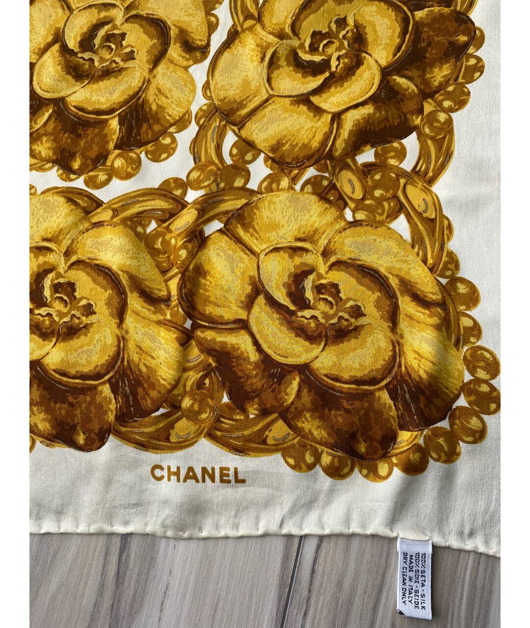 CHANEL PRE-OWNED Золотой шелковый шарф, фото 2