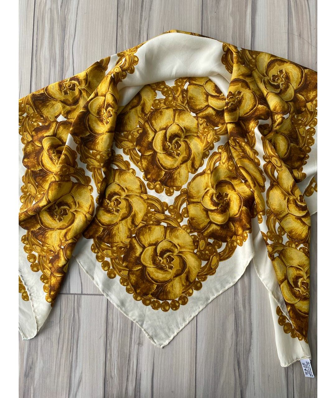 CHANEL PRE-OWNED Золотой шелковый шарф, фото 7