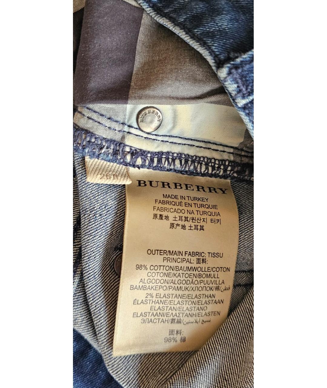 BURBERRY Синие хлопко-эластановые прямые джинсы, фото 8