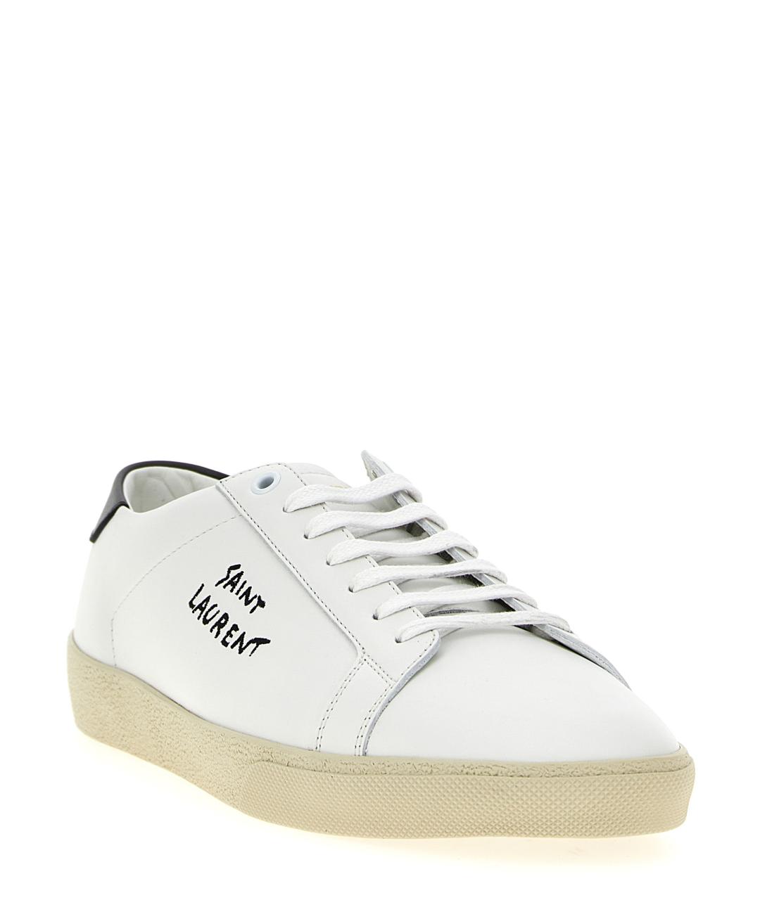 SAINT LAURENT Белые кожаные низкие кроссовки / кеды, фото 2