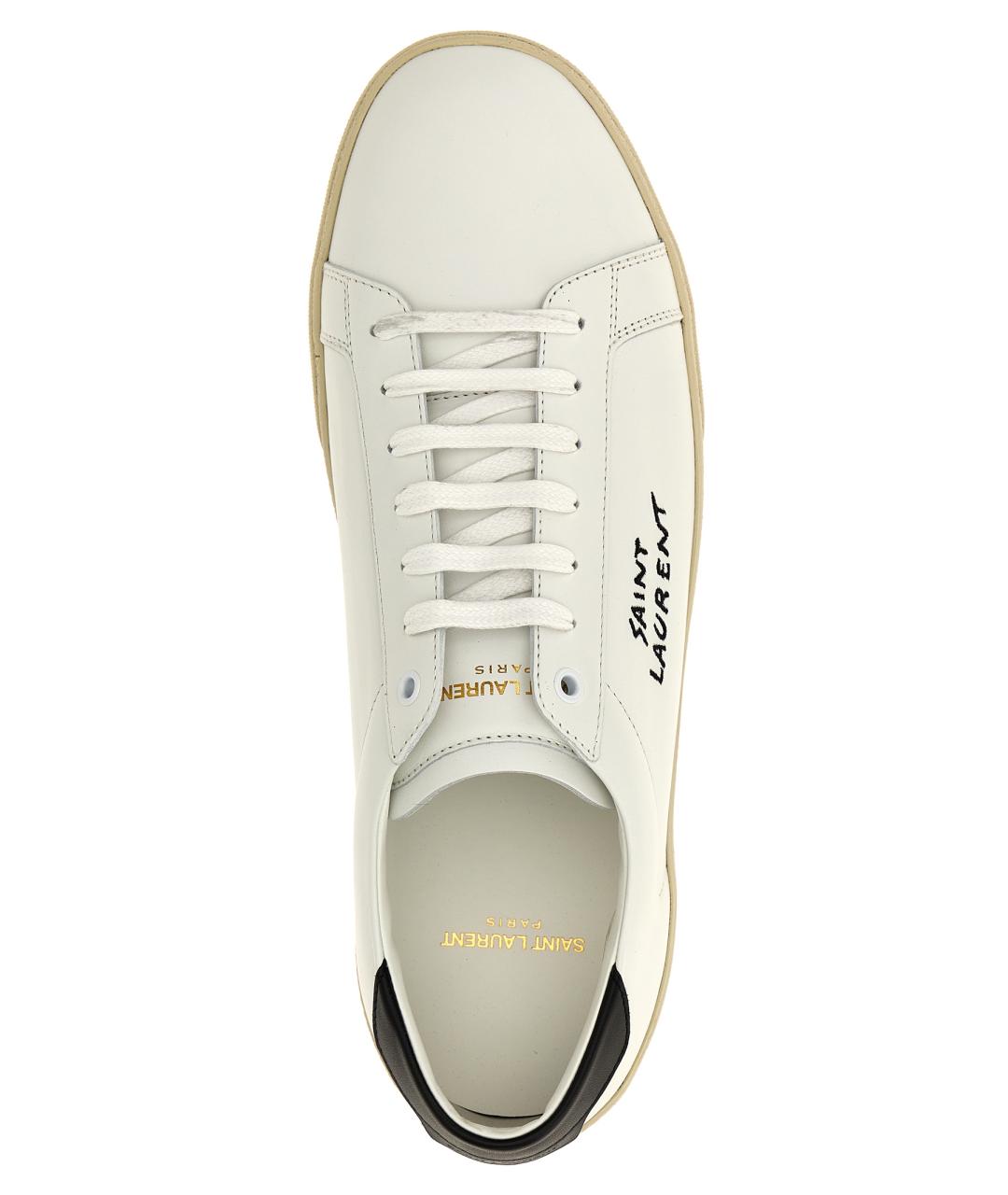 SAINT LAURENT Белые кожаные низкие кроссовки / кеды, фото 4