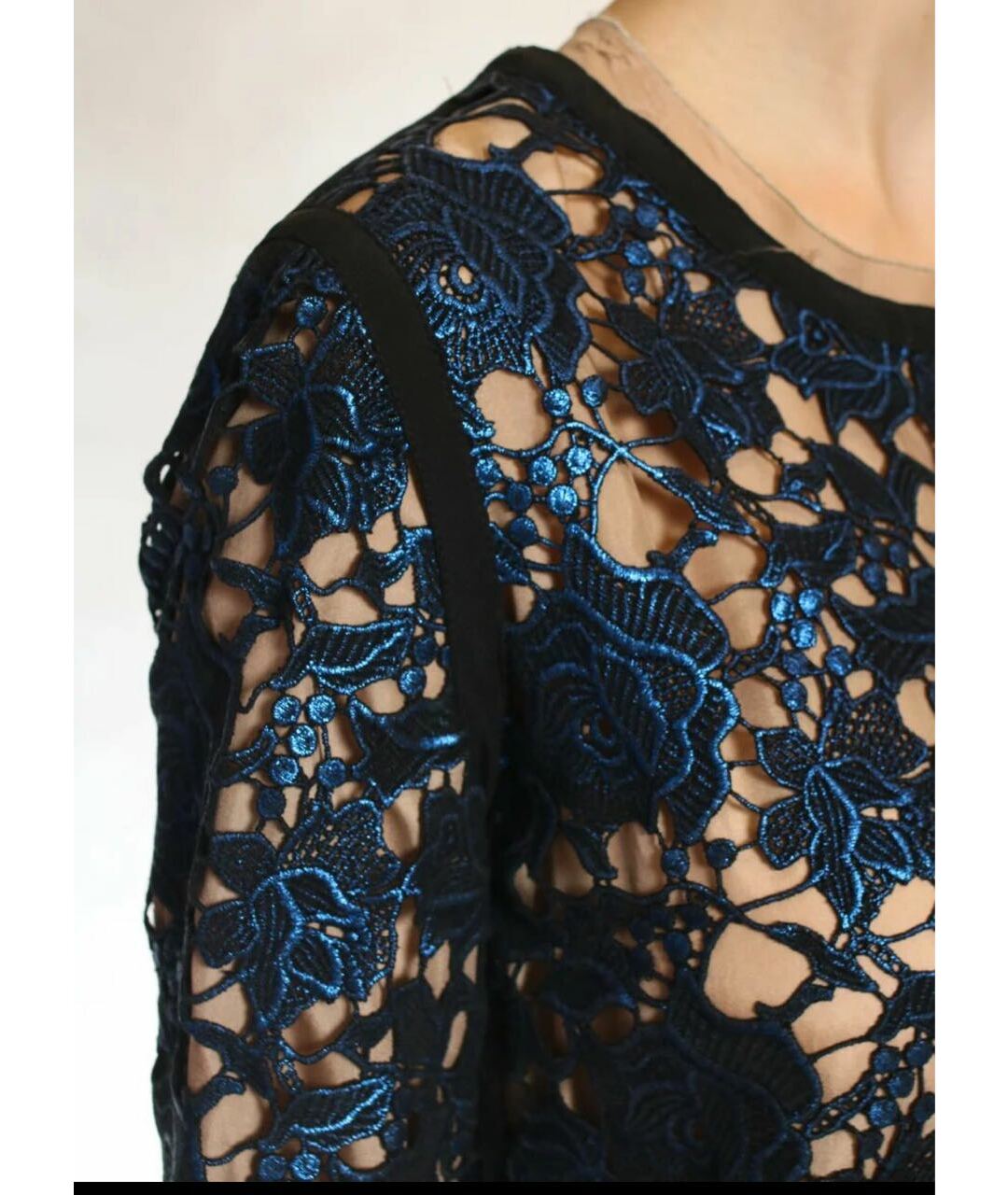 VIONNET Темно-синее кружевное повседневное платье, фото 5