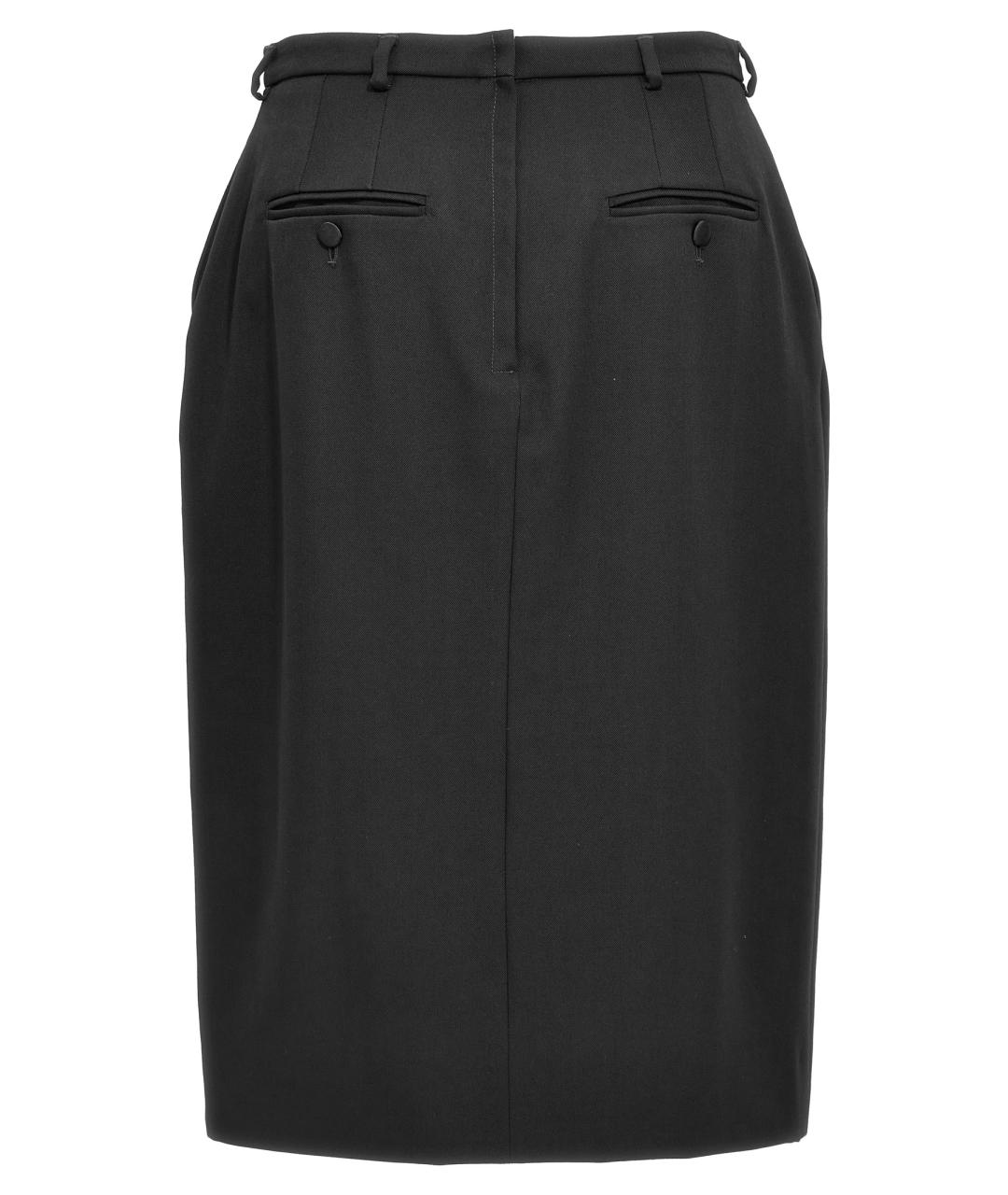 DOLCE&GABBANA Черная шерстяная юбка миди, фото 2
