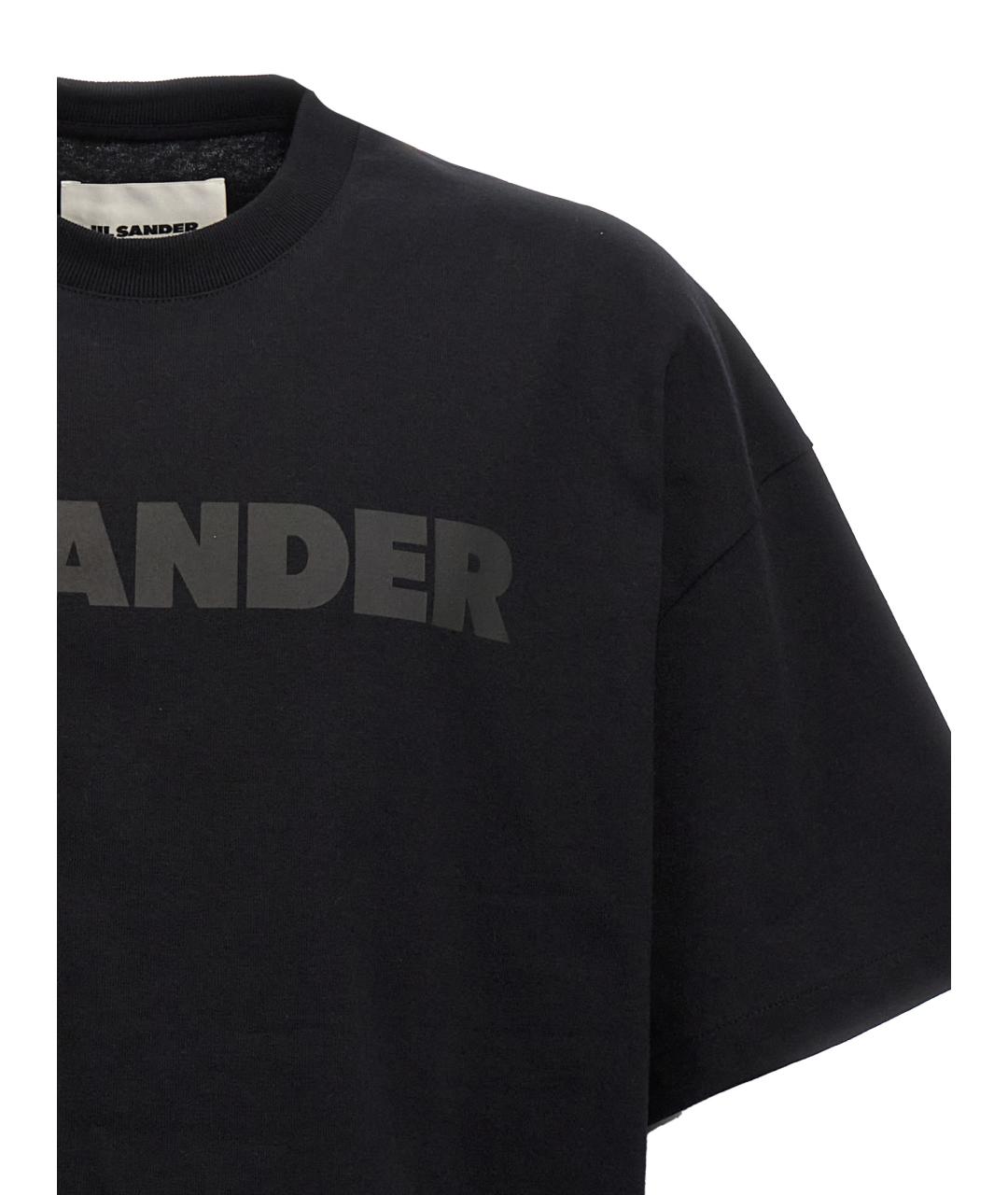 JIL SANDER Черная хлопковая футболка, фото 3