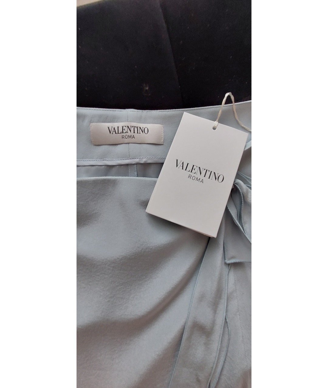 VALENTINO Голубая шелковая юбка мини, фото 3