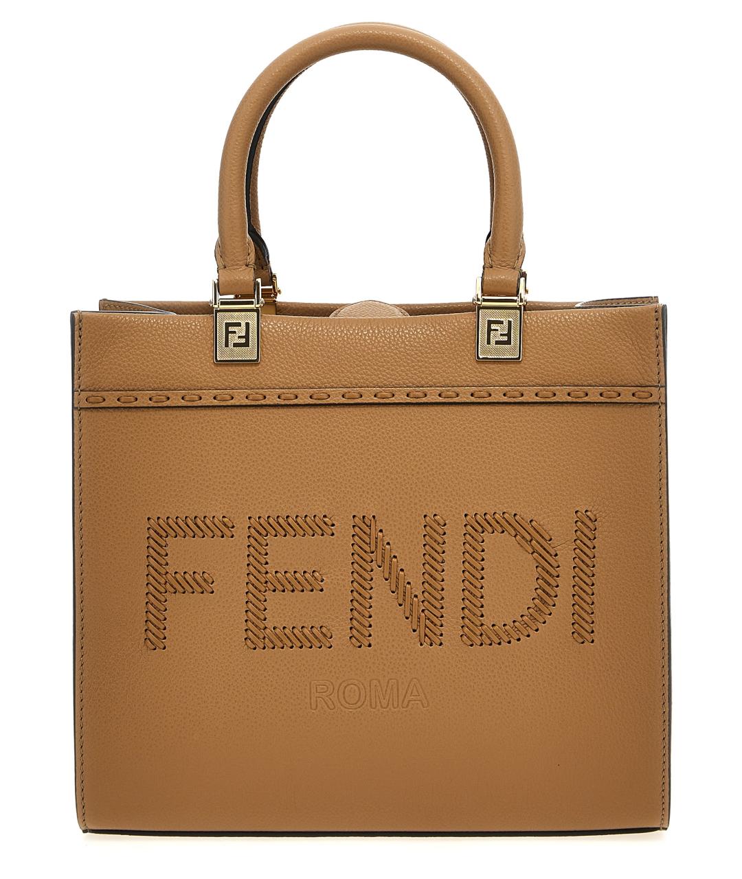 FENDI Бежевая кожаная сумка тоут, фото 1