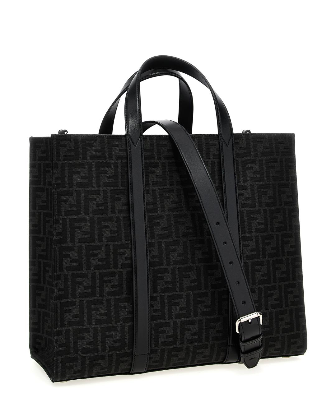 FENDI Черная синтетическая сумка тоут, фото 2