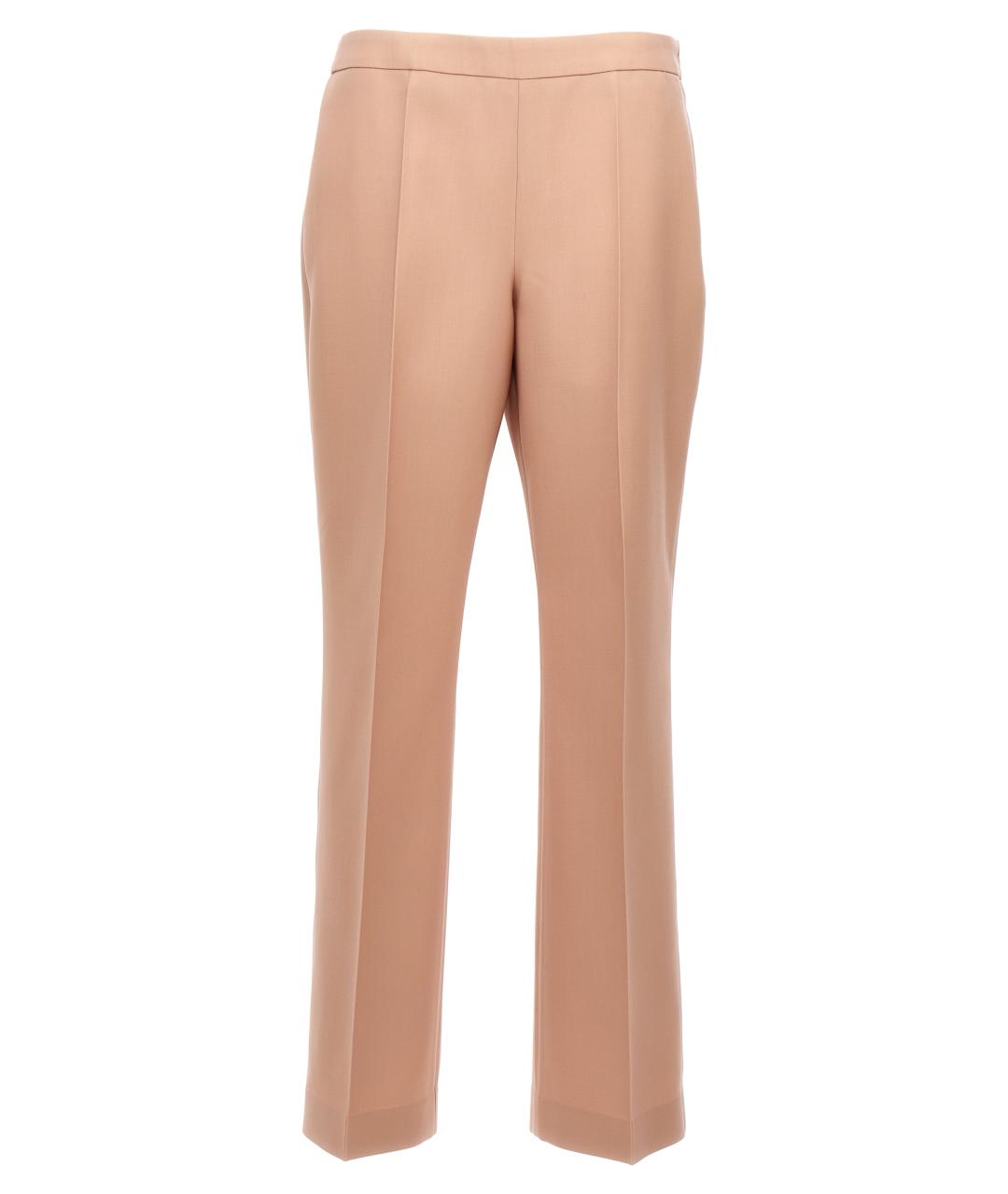 JIL SANDER Бежевые шерстяные прямые брюки, фото 1