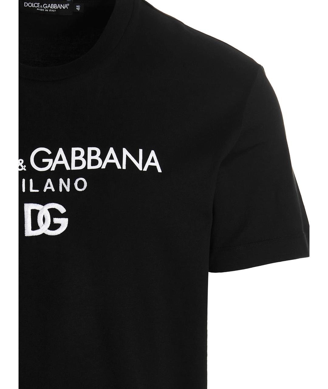 DOLCE&GABBANA Черная хлопковая футболка, фото 3