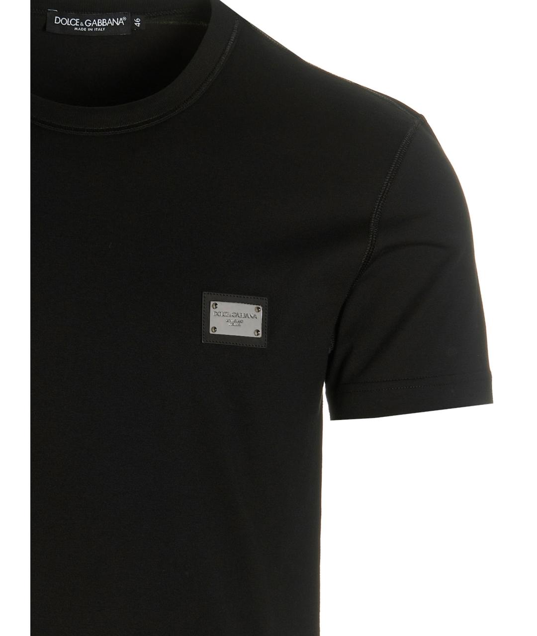 DOLCE&GABBANA Черная хлопковая футболка, фото 3