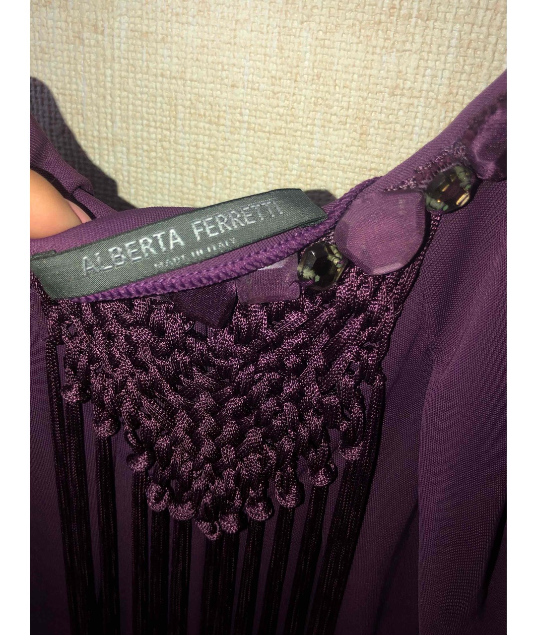 ALBERTA FERRETTI Фиолетовое вискозное коктейльное платье, фото 3