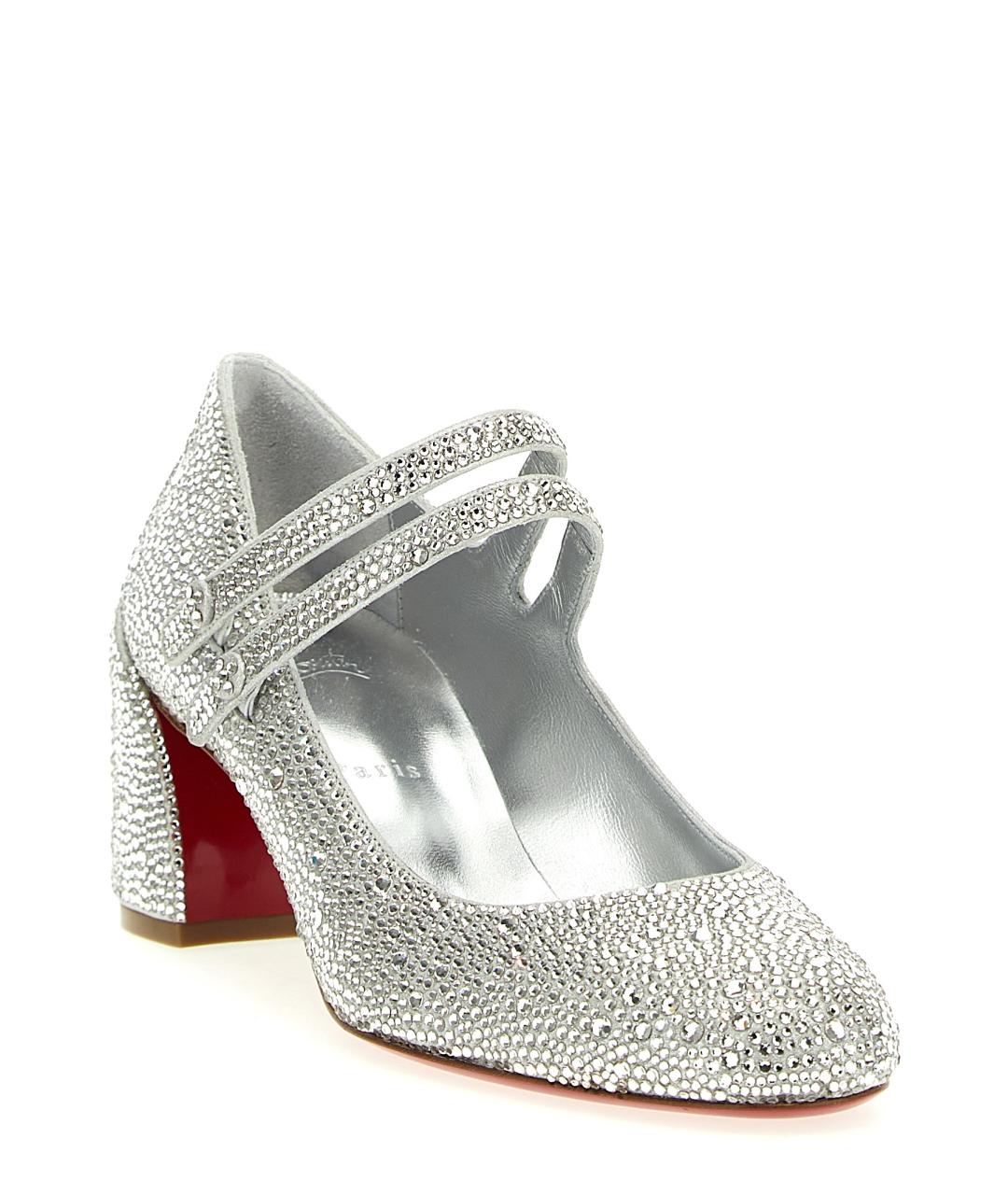 CHRISTIAN LOUBOUTIN Серебряные кожаные туфли, фото 2