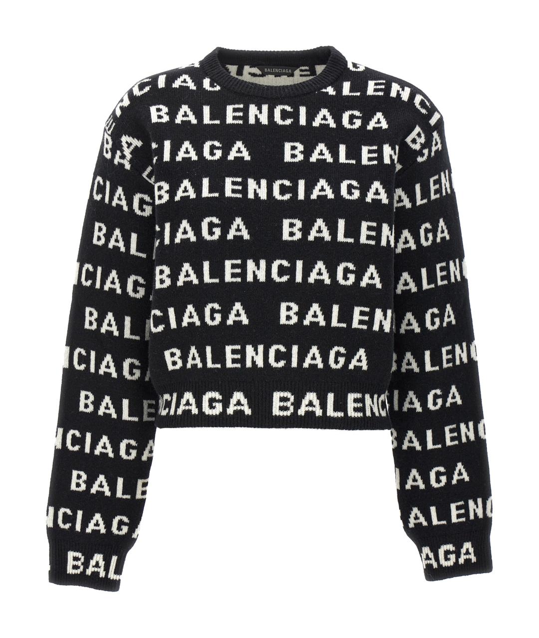 BALENCIAGA Черный шерстяной джемпер / свитер, фото 1