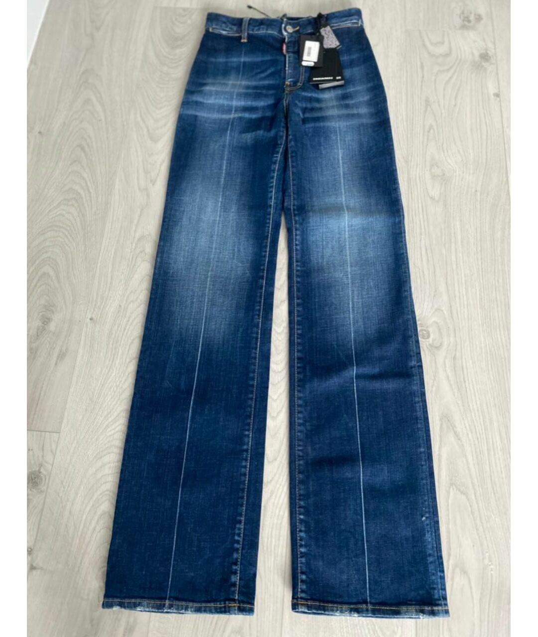 DSQUARED2 Синие хлопко-эластановые джинсы клеш, фото 5