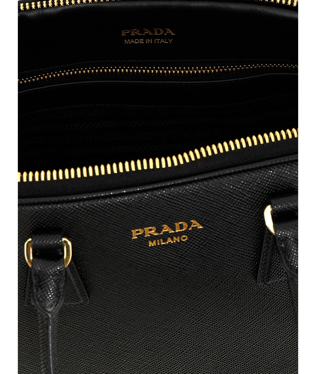 PRADA Черная кожаная сумка тоут, фото 4