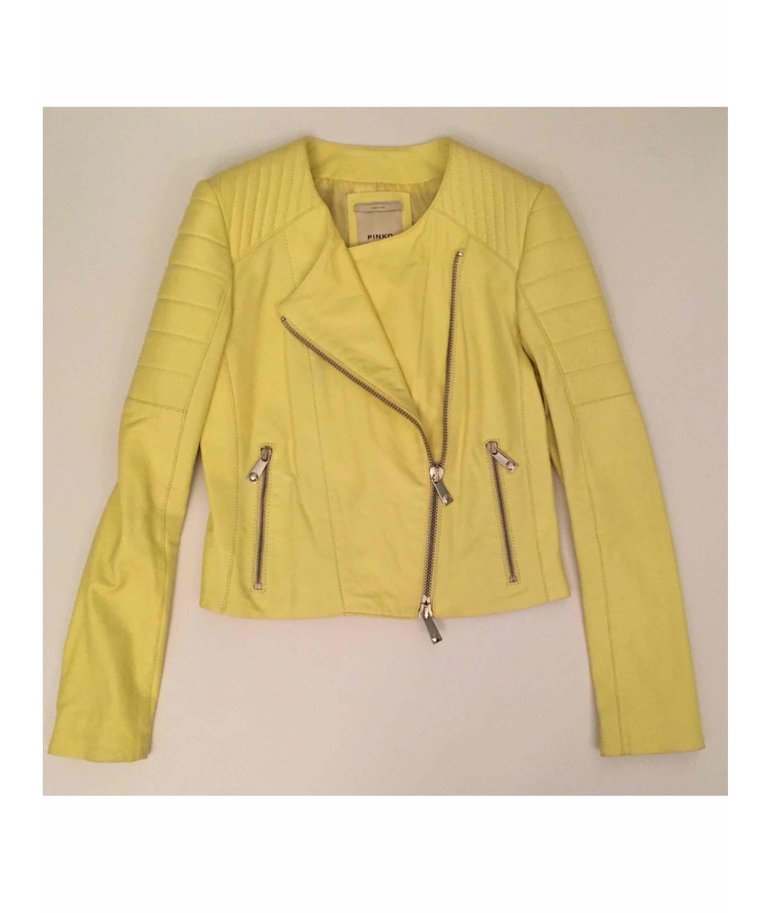 PINKO Желтая кожаная куртка, фото 5
