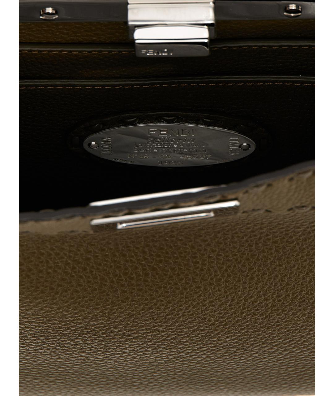 FENDI Зеленая кожаная сумка тоут, фото 4