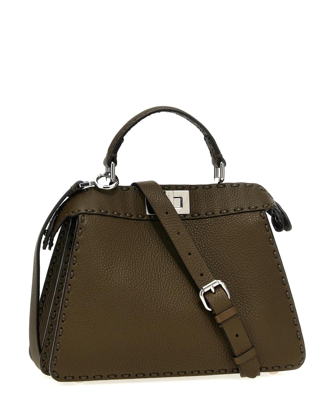 FENDI Зеленая кожаная сумка тоут, фото 2