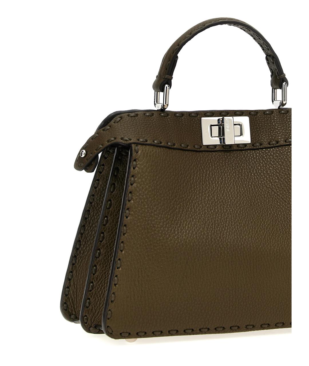 FENDI Зеленая кожаная сумка тоут, фото 3