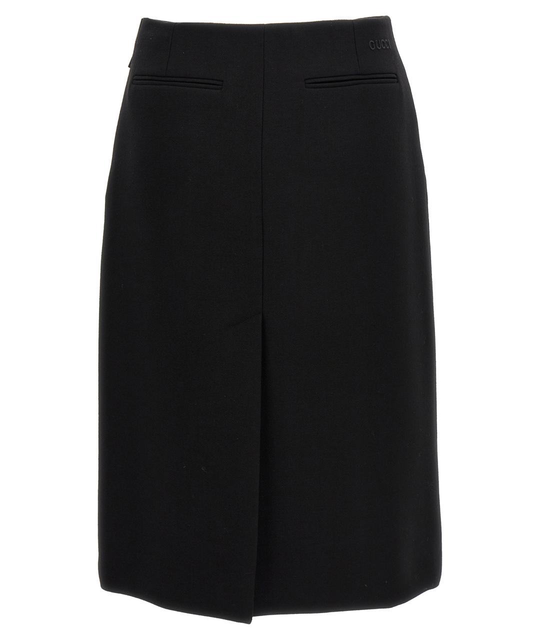 GUCCI Черная шерстяная юбка миди, фото 2