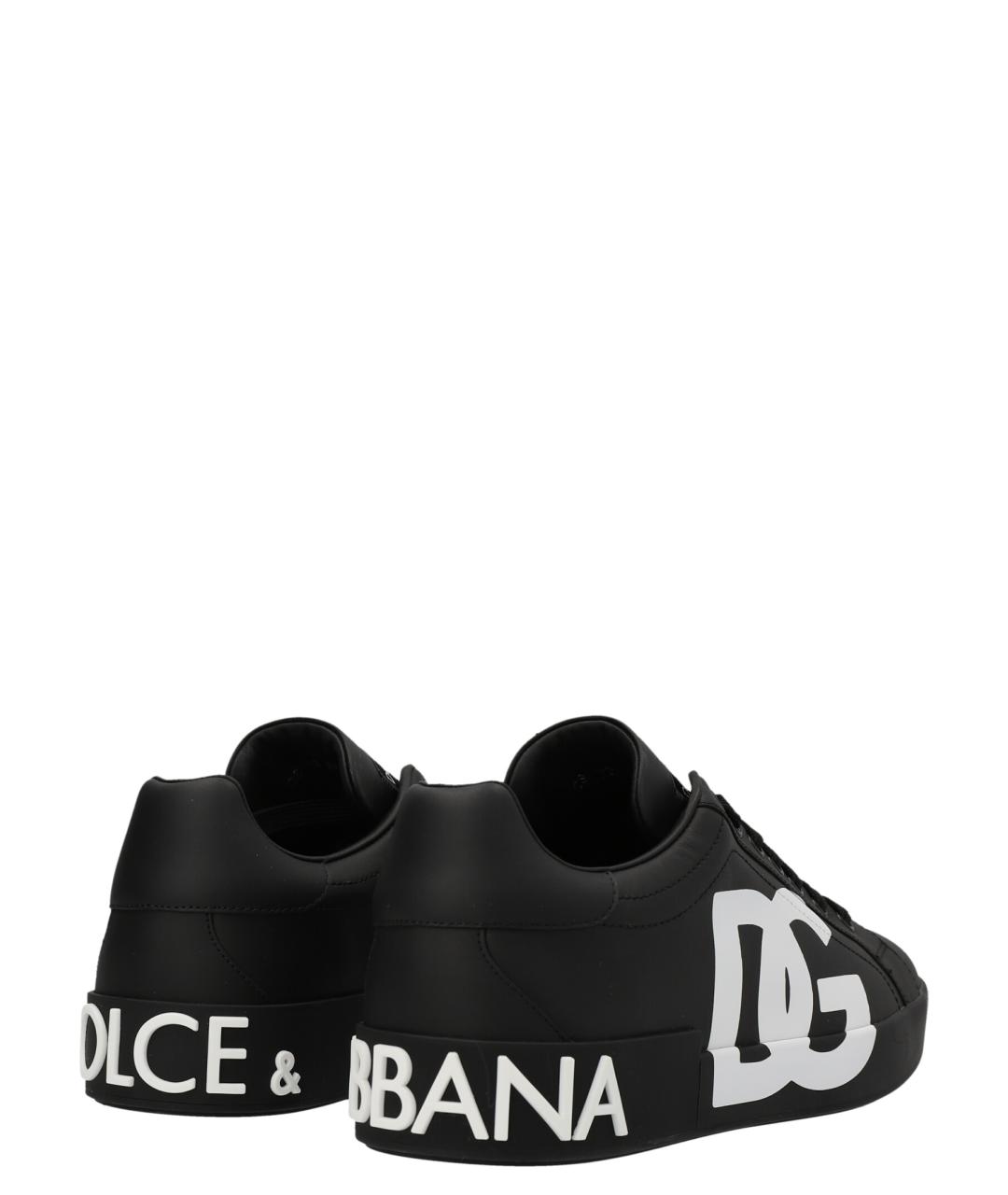 DOLCE&GABBANA Черные кожаные низкие кроссовки / кеды, фото 4