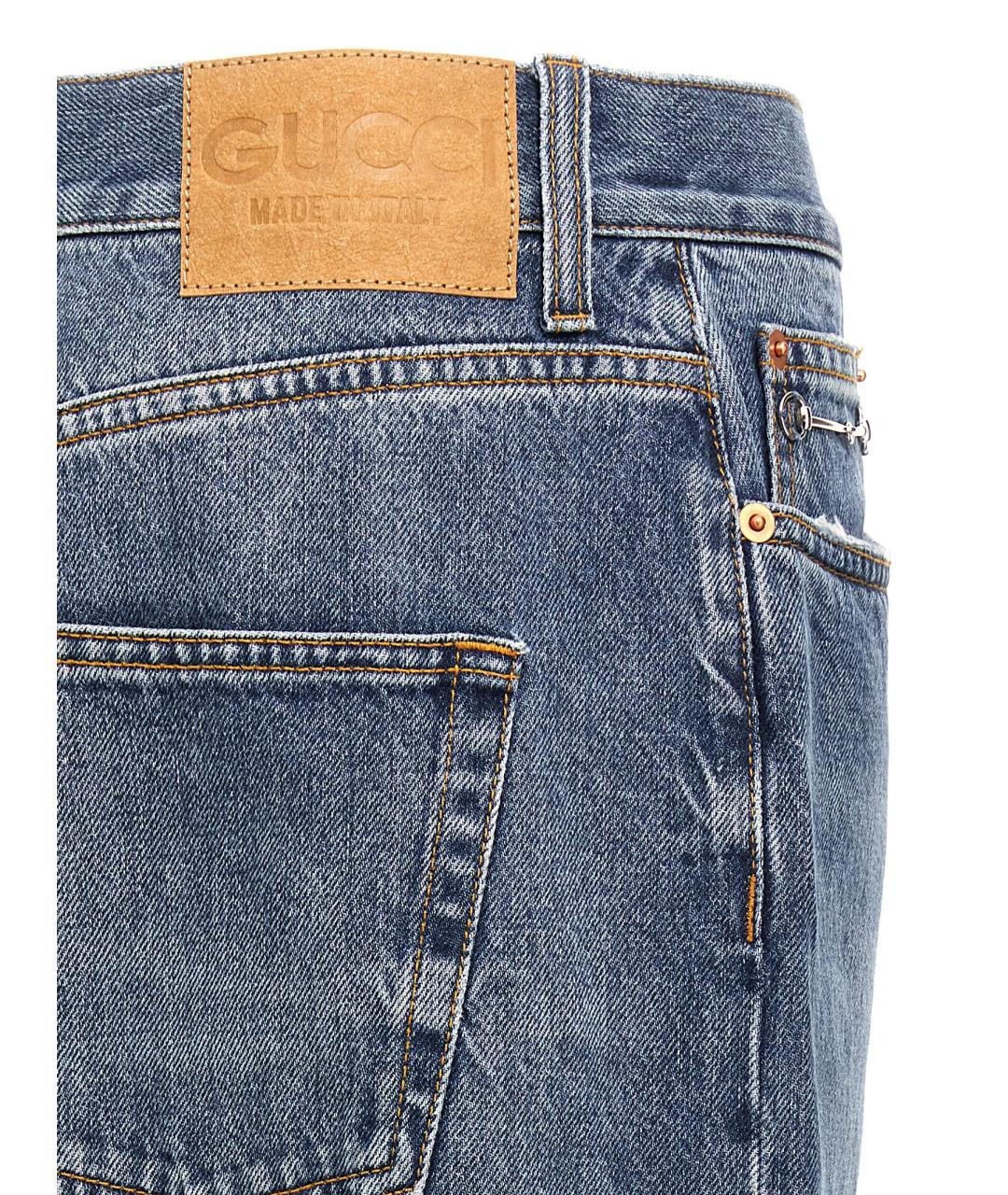 GUCCI Синие хлопковые прямые джинсы, фото 4