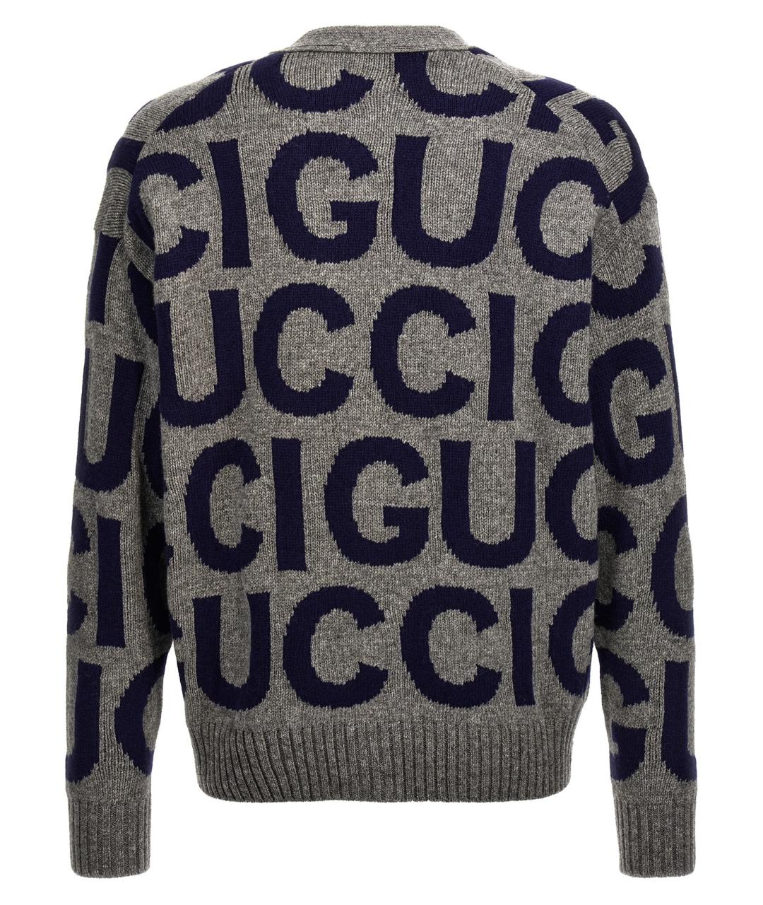GUCCI Серый шерстяной кардиган, фото 2