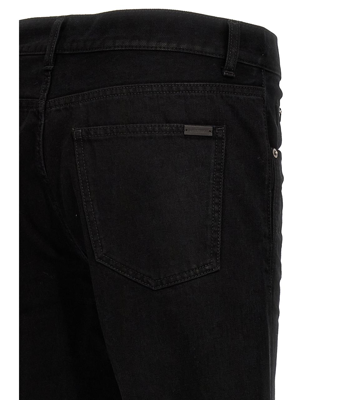 SAINT LAURENT Черные хлопковые прямые джинсы, фото 4